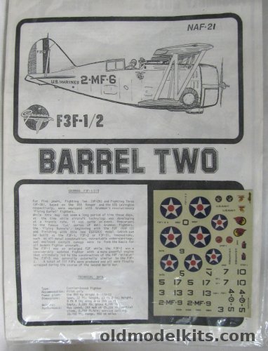 Esoteric 1/72 Grumman F3F-1 / F3F-2 / F3F-3 Barrel Two - (F3F1 F3F2 F3F3) US Navy or US Marines - Bagged, NAF-21 plastic model kit
